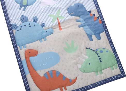 Dinosaur Crib Bedding Set for Boys 4pcs,Baby Nursery Bedding Crib Set Including Quilt,Skirt,Sheet, Blanket.Blue Crib Sets in Kuwait