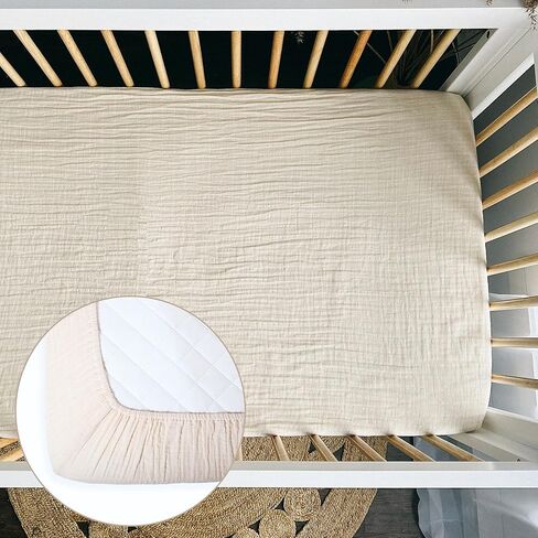 100% Organic Cotton Muslin Fitted Sheets|28" x 56", Super Soft & Breathable | Unisex, Boys, Girls| Machine Washable (Gold) in Saudi Arabia