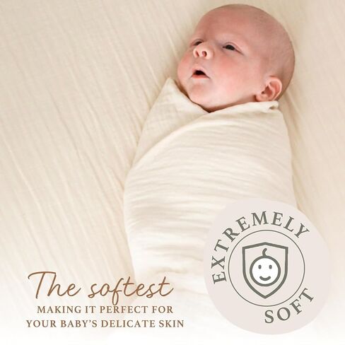 100% Organic Cotton Muslin Fitted Sheets|28" x 56", Super Soft & Breathable | Unisex, Boys, Girls| Machine Washable (Gold) in Saudi Arabia