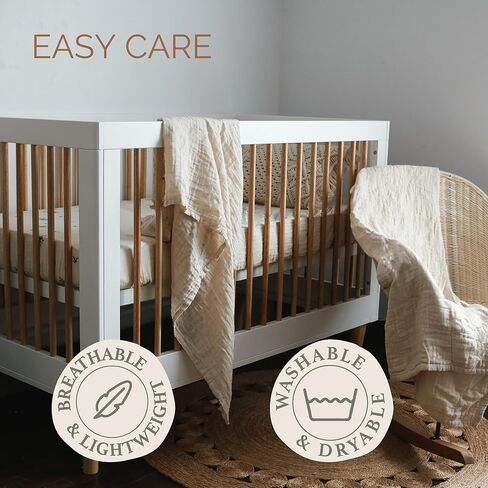 100% Organic Cotton Muslin Fitted Sheets|28" x 56", Super Soft & Breathable | Unisex, Boys, Girls| Machine Washable (Gold) in Saudi Arabia