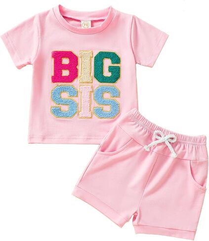 Big Brother Little Sister Outfits Toddler Baby Summer Clothes, Sister Brother Matching Outfits Short Set 0-5T in Saudi Arabia