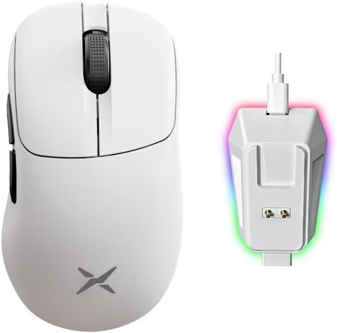 ماوس الألعاب اللاسلكي المريح DeLUX M500 PRO، خفيف الوزن 58.5 جرام، معدل تصويت 8000 هرتز، قاعدة شحن RGB، PAW3395 مع 26000 نقطة في البوصة، اتصال ثلاثي الوضع، عجلة TTC الذهبية (أسود) in Saudi Arabia