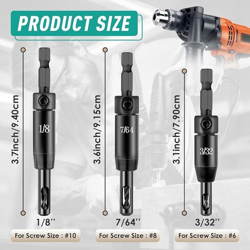6 Pcs CC2430 Self Centering Drill Bit Set 3/32", 7/64", 1/8" - VIX Bit for Bosch Clic-Change 1/4" Hex Shank Drill - Self Centering Hinge Drill Bit #6 8 10 Screws ﻿ in Saudi Arabia