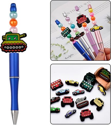 15 PCS Silicone Focal Beads for Pens Character Car Theme Silicone Beads for Keychain Making Silicone Beads Bulk for Jewelry Making Bracelet Necklace Handmade Crafts in Saudi Arabia