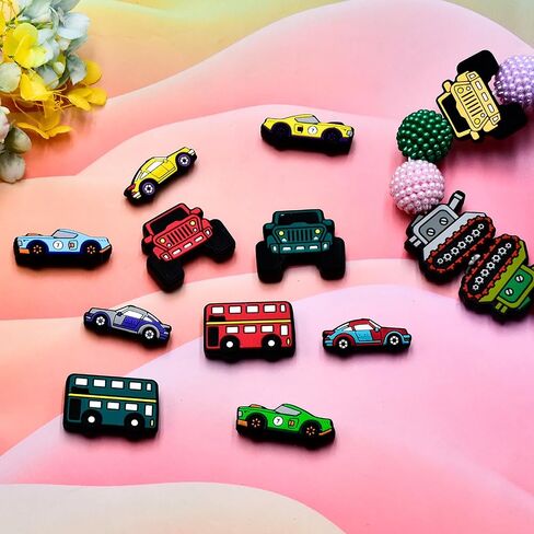 15 PCS Silicone Focal Beads for Pens Character Car Theme Silicone Beads for Keychain Making Silicone Beads Bulk for Jewelry Making Bracelet Necklace Handmade Crafts in Saudi Arabia