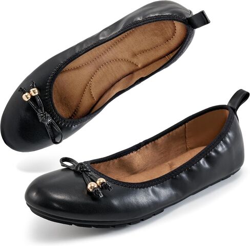 Reimferce Casual Womens Ballet Flats: Slip-On Design & Cushioned Comfort for Daily Work- Quiet PU Soles & Round Toe for Confidence in Office - Working Women in Saudi Arabia