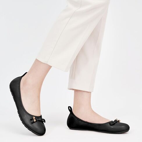 Reimferce Casual Womens Ballet Flats: Slip-On Design & Cushioned Comfort for Daily Work- Quiet PU Soles & Round Toe for Confidence in Office - Working Women in Saudi Arabia