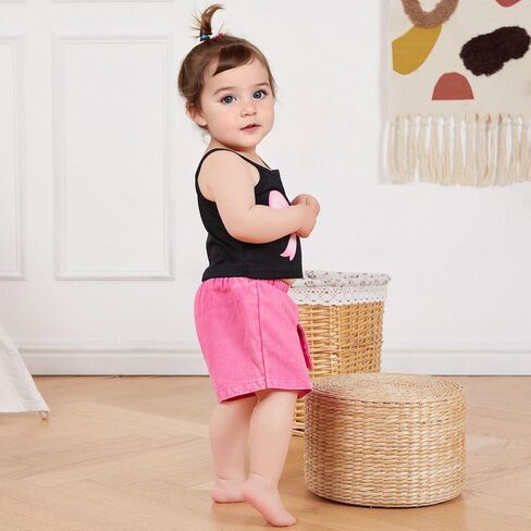 Emmababy Toddler Girls Denim Shorts Set Ribbed Crop Tank Top Sleeveless Bow Jean Shorts Skirt Western Baby Summer Clothes in Saudi Arabia