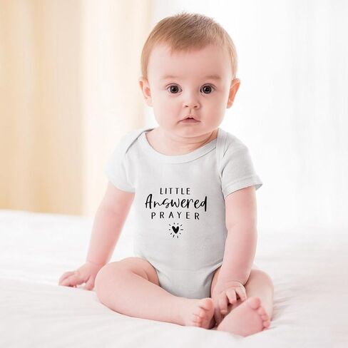 Little Answered Prayer Pregnancy Announcement Baby Romper Short Sleeve Newborn Outfit Baby Clothes in Saudi Arabia