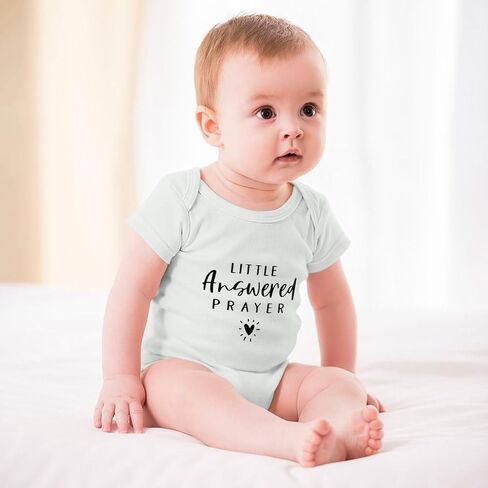 Little Answered Prayer Pregnancy Announcement Baby Romper Short Sleeve Newborn Outfit Baby Clothes in Saudi Arabia