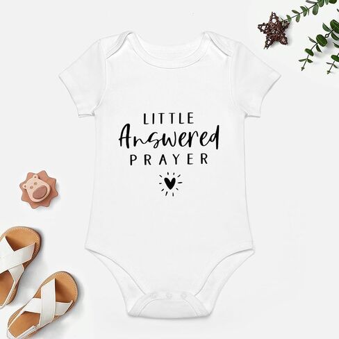 Little Answered Prayer Pregnancy Announcement Baby Romper Short Sleeve Newborn Outfit Baby Clothes in Saudi Arabia
