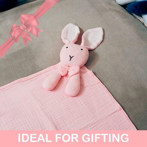 Baby Security Blanket with Stuffed Bunny Animal for Boys Girls Newborn - 24 x 24 inches - Loveys for Babies Infant Essentials (Blue Bunny) in Kuwait