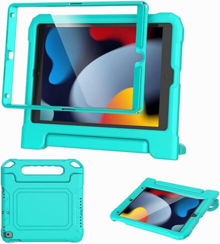 حافظة MAISON Kids لجهاز iPad 9th/8th/7th Generation، 2021/2020/2019 مقاس 10.2 بوصة - غطاء حامل واقٍ خفيف الوزن مقاوم للصدمات مع واقي شاشة مدمج (أحمر + أزرق) in Saudi Arabia