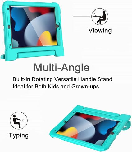 حافظة MAISON Kids لجهاز iPad 9th/8th/7th Generation، 2021/2020/2019 مقاس 10.2 بوصة - غطاء حامل واقٍ خفيف الوزن مقاوم للصدمات مع واقي شاشة مدمج (أحمر + أزرق) in Saudi Arabia