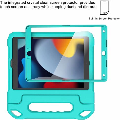 حافظة MAISON Kids لجهاز iPad 9th/8th/7th Generation، 2021/2020/2019 مقاس 10.2 بوصة - غطاء حامل واقٍ خفيف الوزن مقاوم للصدمات مع واقي شاشة مدمج (أحمر + أزرق) in Saudi Arabia