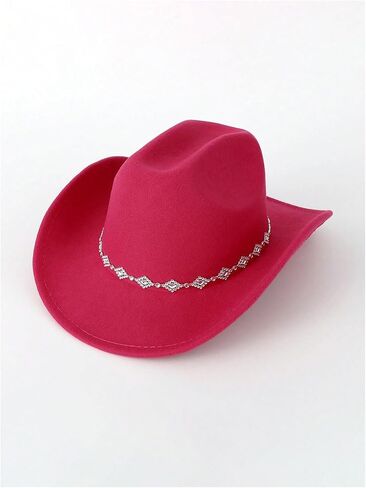 Verdusa Women's Western Cowboy Hat Rhinestone Wide Brim Cowgirl Hat in Saudi Arabia