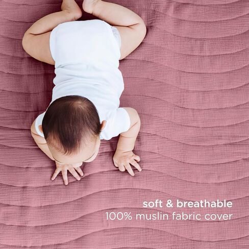 Ubbi Baby Floor Mat, Thick and Comfortable 40.5 x 57 Padded Play Mat for Babies and Toddlers, Detachable Cotton Muslin Cover, Machine Washable and Foldable, Taupe in Saudi Arabia