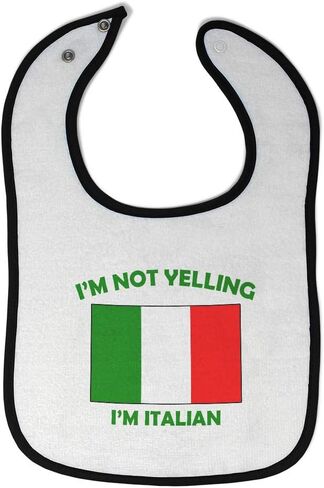 Toddler & Baby Bibs Burp Cloths Not Yelling I'm Not Yelling I Am Italian Italy Countries Cotton Baby Items for Baby Girl & Boy White Red Design Only in Kuwait