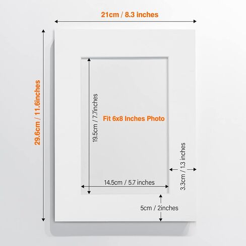 8pcs 6x8 Picture Mats, Photo Frame Matting for 4x6 Mat Board Acid Free, Photo Mats 6x8 for 4x6 for Photo Frame/Posters Prints/Paintings - 1.5mm Thickness/Cream-Colored in Saudi Arabia