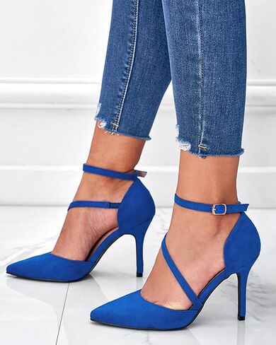 Women's High Heels Pumps Closed Pointed Toe Cross Strap D'Orsay Pumps Stiletto Heels Wedding Party Dress Shoes for Bridal in Saudi Arabia