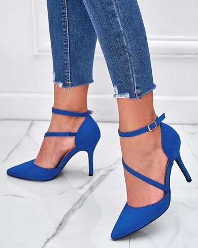 Women's High Heels Pumps Closed Pointed Toe Cross Strap D'Orsay Pumps Stiletto Heels Wedding Party Dress Shoes for Bridal in Saudi Arabia