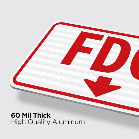 لافتة FDC مقاس 30.48 سم × 45.72 سم، 60 مل من الألومنيوم العاكس من الدرجة الهندسية، علامة اتصال قسم الإطفاء، عبوة واحدة، ألومنيوم خالٍ من الصدأ، محمي من الأشعة فوق البنفسجية، مقاوم للطقس، مقاوم للماء، حبر متين، مثبت على الحائط in Saudi Arabia