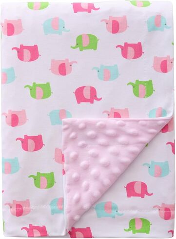 Gina Era Baby Blankets for Boys Girls 30 * 40″, Super Soft Comfy Blankets Double Layer with Dotted Backing for Toddler, Nursery Bed Blanket Stroller Crib Shower Gifts for Newborn (Pink Elephant) in Kuwait