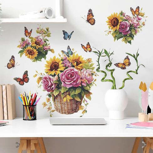 Purple Butterfly Girls Wall Stickers for Girls Room Fairy Wall Decals Removable Vinyl Peel and Stick Moon Flowers Star Wall Decor for Children's Living Room Bedroom Nursery in Kuwait