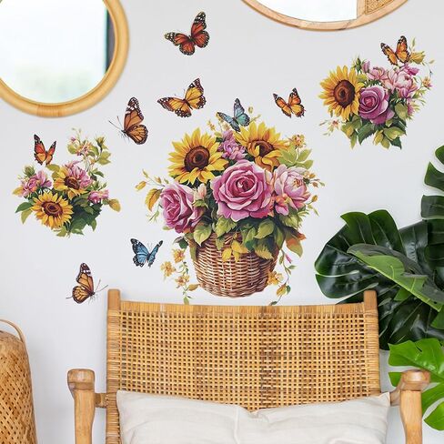 Purple Butterfly Girls Wall Stickers for Girls Room Fairy Wall Decals Removable Vinyl Peel and Stick Moon Flowers Star Wall Decor for Children's Living Room Bedroom Nursery in Kuwait