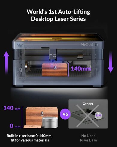 WECREAT Laser Engraver with Air Assist, 20W(20,000mW) Desktop Diode Laser Engraver and Cutter with Auto-Lifting Enclosure for Wood Acrylic Metal Leather DIY in Kuwait
