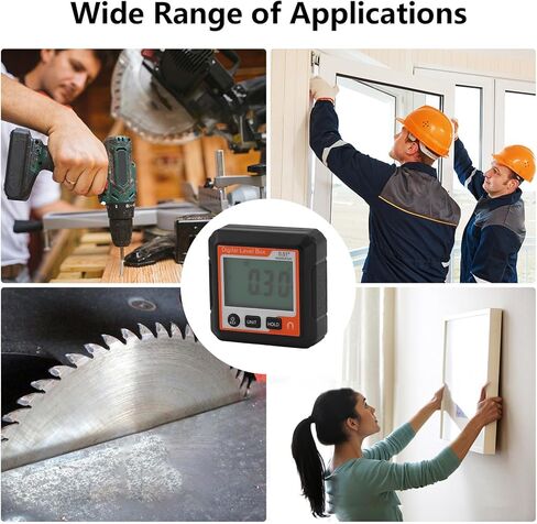 Digital Level Box with Magnetic Attachment Function, Data Lock, and Angle Slope Conversion Protractor Angle Finder Gauge for Carpentry Building Masonry Bevel (Black White) in Kuwait
