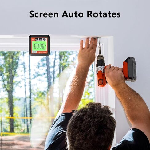 Digital Level Box with Magnetic Attachment Function, Data Lock, and Angle Slope Conversion Protractor Angle Finder Gauge for Carpentry Building Masonry Bevel (Black White) in Kuwait