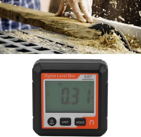 Digital Level Box with Magnetic Attachment Function, Data Lock, and Angle Slope Conversion Protractor Angle Finder Gauge for Carpentry Building Masonry Bevel (Black White) in Kuwait