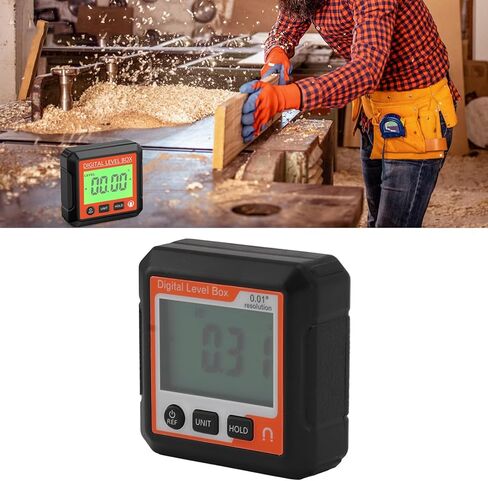 Digital Level Box with Magnetic Attachment Function, Data Lock, and Angle Slope Conversion Protractor Angle Finder Gauge for Carpentry Building Masonry Bevel (Black White) in Kuwait