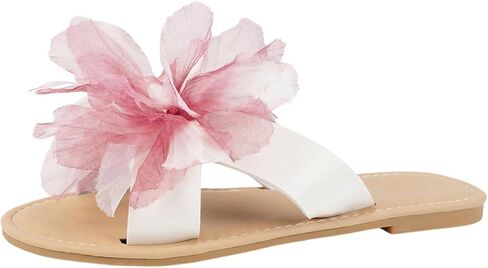 Verdusa Women's Holiday Floral Criss Cross Two -Band Flat Sandals Open Toe Summer Slippers in Kuwait