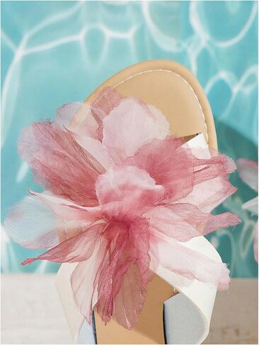 Verdusa Women's Holiday Floral Criss Cross Two -Band Flat Sandals Open Toe Summer Slippers in Kuwait