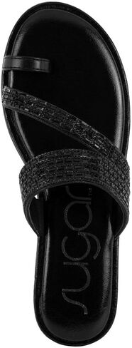 Sugar Women's Strappy Toe Loop Sandals with Cushioned Sole – Open-Toe Slip-On Flip Flops in Vegan Leather in Saudi Arabia