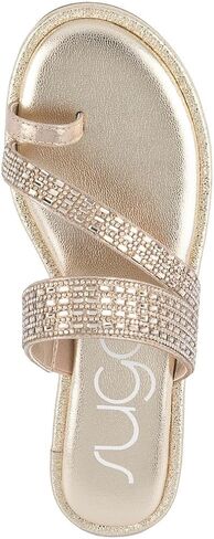 صندل حلقة إصبع القدم السكر للسيدات مع نعل سليدي-انزلاق مفتوح على أخمص القدمين يتخبطون في جلد نباتي in Kuwait