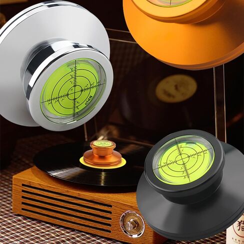 Turntable Weight Record Stabilizer 10.2Oz Turntable Level with Bubble 50Hz Speed Measure Strobe Scale Record Puck LP Weight Aluminum Vinyl Clamp for Record Player Phonograph (Silver) in Saudi Arabia
