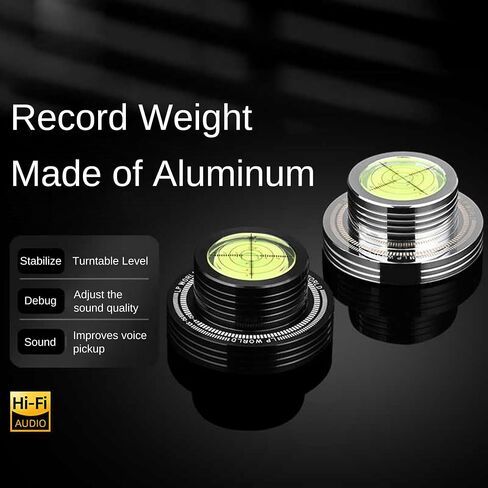 Turntable Weight Record Stabilizer 10.2Oz Turntable Level with Bubble 50Hz Speed Measure Strobe Scale Record Puck LP Weight Aluminum Vinyl Clamp for Record Player Phonograph (Silver) in Saudi Arabia