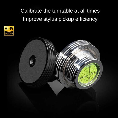 Turntable Weight Record Stabilizer 10.2Oz Turntable Level with Bubble 50Hz Speed Measure Strobe Scale Record Puck LP Weight Aluminum Vinyl Clamp for Record Player Phonograph (Silver) in Saudi Arabia