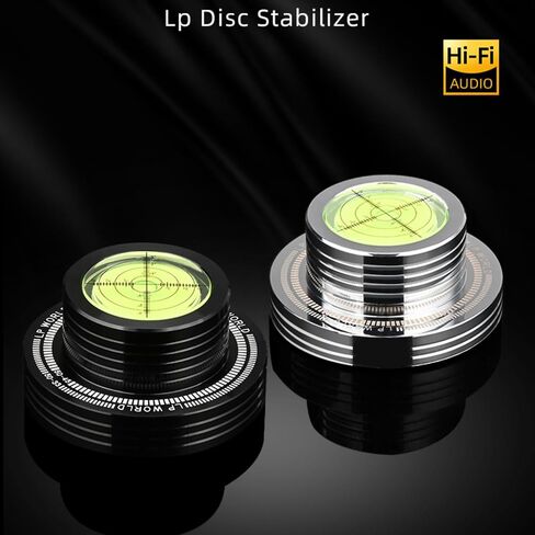Turntable Weight Record Stabilizer 10.2Oz Turntable Level with Bubble 50Hz Speed Measure Strobe Scale Record Puck LP Weight Aluminum Vinyl Clamp for Record Player Phonograph (Silver) in Saudi Arabia