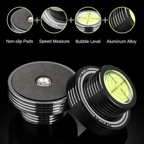 Turntable Weight Record Stabilizer 10.2Oz Turntable Level with Bubble 50Hz Speed Measure Strobe Scale Record Puck LP Weight Aluminum Vinyl Clamp for Record Player Phonograph (Silver) in Saudi Arabia