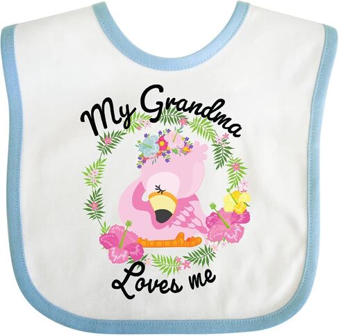 inktastic Baby Flamingo My Grandma Loves Me with Flower Wreath Baby Bib in Saudi Arabia