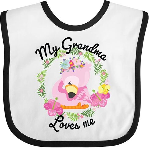 inktastic Baby Flamingo My Grandma Loves Me with Flower Wreath Baby Bib in Saudi Arabia