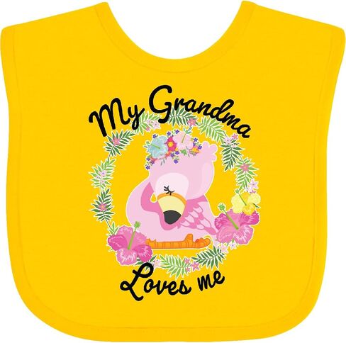 inktastic Baby Flamingo My Grandma Loves Me with Flower Wreath Baby Bib in Saudi Arabia