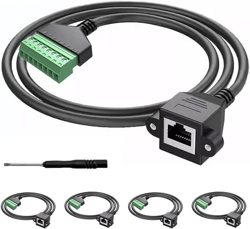 4 قطع 1 قدم/0.3 متر RJ45 أنثى قابس إلى 8 دبوس موصل طرفي لولبي لـ Cat7 Cat6 Cat5e Cat5 موسع إيثرنت، AV CCTV UTP DVR سلك تمديد محول الشبكة in Kuwait