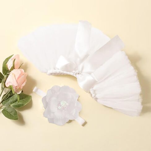Newborn Tutu Photography Outfits Newborn Photography Outfits Girl Baby Props Infant Tutu Skirt Girl Photo Shoot Set (White) in Saudi Arabia