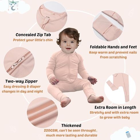 Baby Pajamas for Boys & Girls 0-24 Months, Viscose from Bamboo, Opaque Convertible Sleeper, Snug Fit, YKK 2-Way Zipper in Saudi Arabia