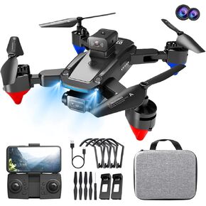 Mini Drone with Dual Camera, Mini Drone for Adults, Remote Control and APP Control, FPV Foldable Drone with Carrying Case, Camping,Parties, Suitable for Hiking (Black)
